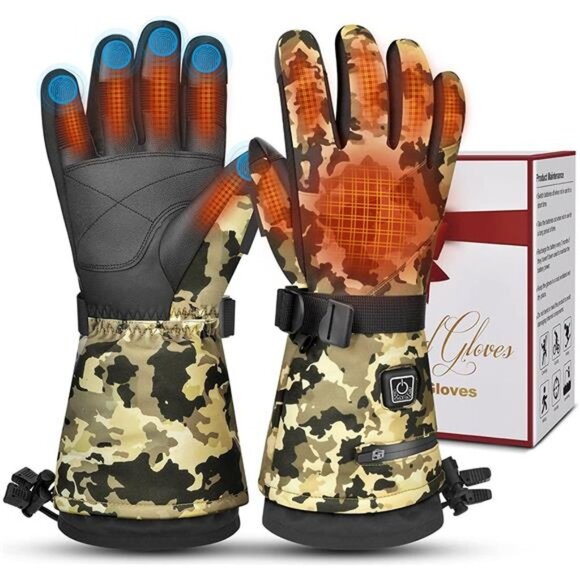 Heated Gloves for Men Women, Winter Gloves Upgraded Rechargeable Battery